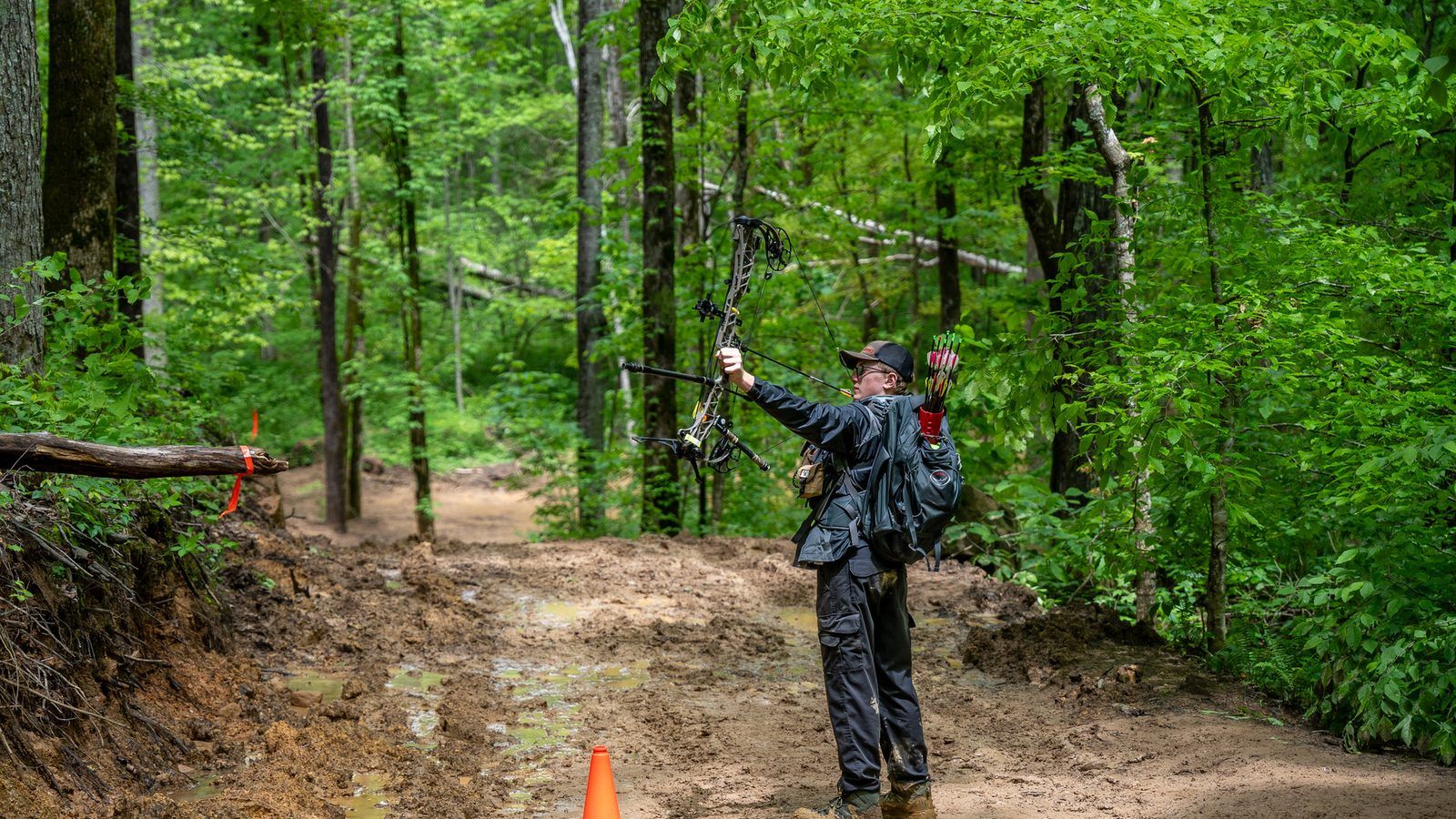 An archer practicing on a 3D course