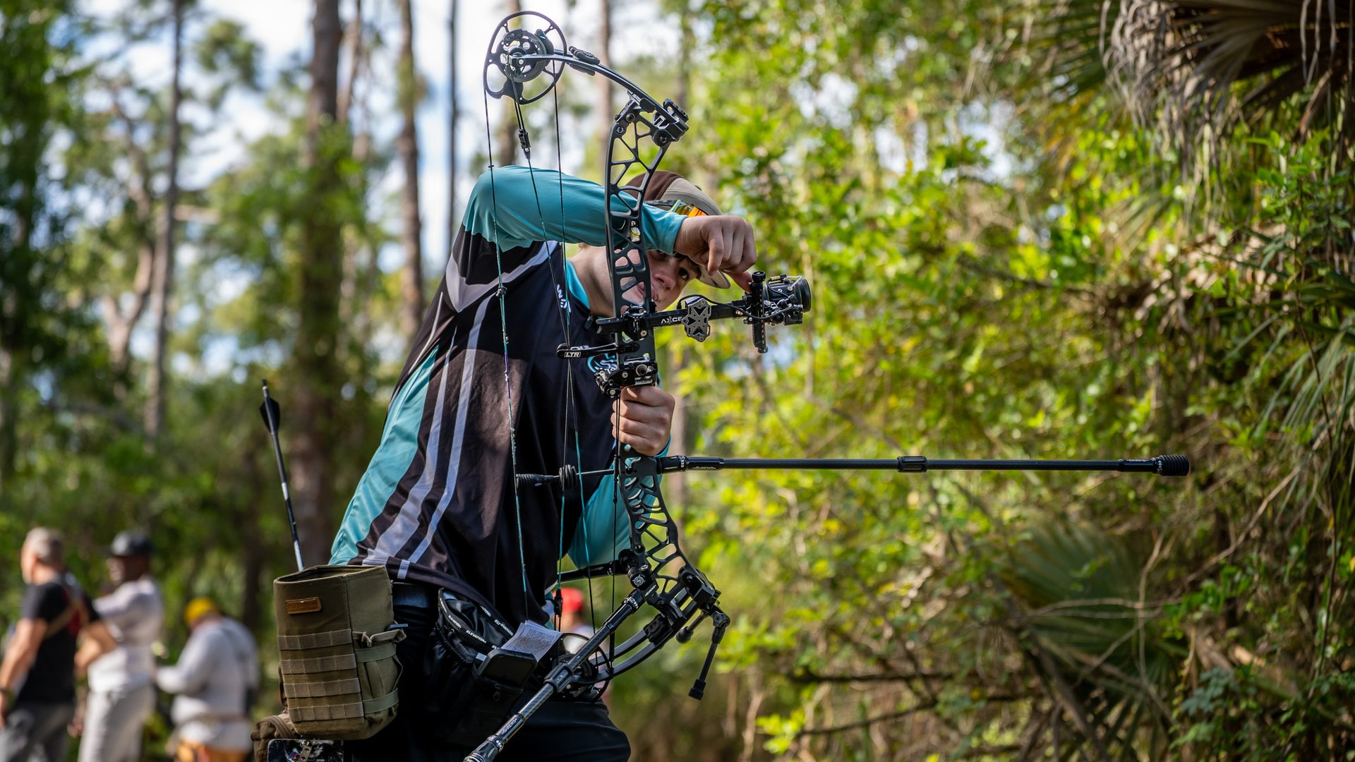 A bow being verified during outdoor tuning